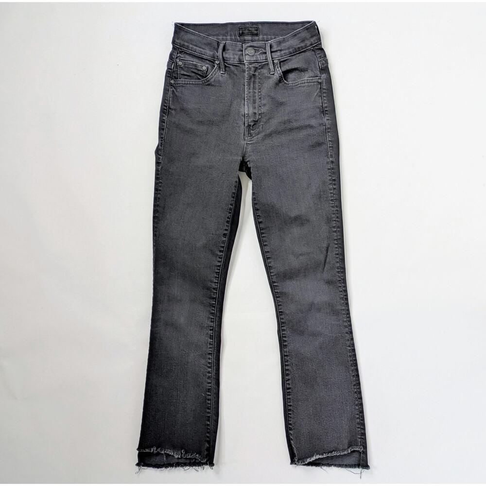 MOTHER Insider Crop Step Fray Jeans 24 Runs Small Black Gray Ankle Crop 11" W